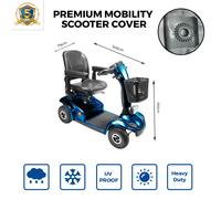 Yuzet Reinforced Mobility Scooter Cover - Waterproof, UV-Stabilised, Welded Seams, 180x65x100 cm