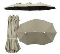 YUZGUHEY Large Patio Umbrella Replacement Canopy Double Sided Cloth 12 Ribs Triple-Size Parasol Top Cover for Market Outdoor(Taupe)