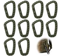 YUZHEDM 10 Pcs Carabiner Carabiner Plastic D Shape Carabiner Clip Lightweight Heavy Duty for Camping Hiking Fishing Fitness Backpack Outdoor Use Multifunction Reusable Olive Green