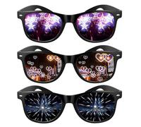 YUZHEDM Pack of 3 Diffraction Party Glasses, Rave Glasses, Funny Sunglasses, 3D Heart, Nine-Headed Bird, Star Effects, Suitable for Birthday Parties, Music Festivals, Beach Parties, Raves, Fireworks