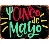 YUZHI Metal Vintage Tin Cinco De Mayo for Garage Home Bar Pub Man Cave Retro Art Sign 20 X 30 cm