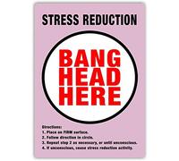 YUZHI Metal Vintage Tin Stress Reduction Bang Head Here Pink Iron Painting for Garage Home Bar Pub Man Cave Retro Art Sign 20 X 30 cm
