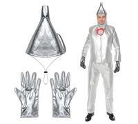 YuZhou 2 PCS Silver Funnel Hat Set for Adults Funnel Helmet with Elastic Strap Thick Silver Funnel Hat and Silvery Gloves Halloween Costume Accessories for Man Women Cosplay Party