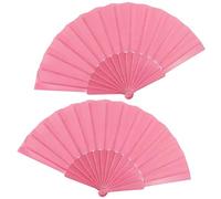 YuZhou 2Pcs Hand Fan Folding Fabric Hand Fan Chinese Spanish Foldable Hand Fan Handheld Folding Kung Fu Tai Chi for Women Line Dance Cosplay Props Wedding Summer Festival Party Decorations Gifts Pink