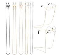 YuZhou 5Pcs Glasses Chain Sunglasses Chain 2 Hollow Chains & 3 Snake Chain Eyeglass Chains Gold Silver Long Strap Beaded Spectacles Cord Lanyard Strap Glasses String Eyewear Reading Retainer for Women