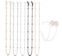 YuZhou 5Pcs Glasses Chain Sunglasses Chain Gold Eyeglass Chains Silver Long Strap Beaded Spectacles Cord Lanyard Strap Glasses String Eyewear Reading Retainer for Men Women
