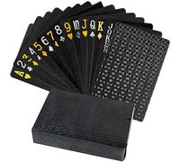 YuZhou Black Poker Cards, Game Cards Magic Poker Card Gold Foil Poker Playing Diamond Magic Card Deck of Plastic Poker Card Waterproof Playing Cards for Game Family (Black)