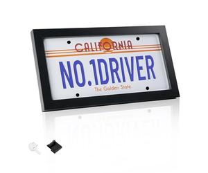 Yuzhrao License Plate Wall Frame - Black License Plate Frame for 6x12 Inch Plates Display, Modern Solid Wood with High Clarity Acrylic Panel, Great for Decoration
