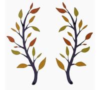 Yuzhuo 2 Pieces Metal Tree Leaf Wall Decor Branch Leaf Wall Art for Home Bedroom Living Room Iron Scroll Above The Bed Decorations (Yellow Orange, L)