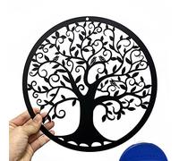 Yuzhuo Metal Tree of Life Wall Decor Silhouette Art for Gift Present Indoor Outdoor Garden Home Decoration(Black, 28x28cm)
