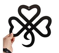 Yuzhuo St Patricks Day Decorations Irish Shamrock Leaf Wall Art Metal Clover Wall Hanging Good Luck Clover Home Decoration for Bathroom Laundry Room Farmhouse Home Office (Black)