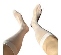 YUZIMEI Men Socks, Mens Nylon Sheer Suit Sock Business Dress Socks with Reinforced Toe Solid Plain Thin Formal Dress Stockings - White