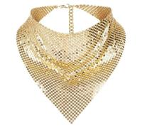 YUZIMEI party scarf, Shimmering Bandanas Scarf for Party Punk Metallic Neck Scarf for Women Fashion Neck Tie Club Party Costume Neckwear - Gold