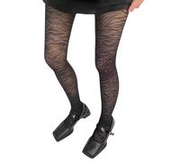 YUZIMEI Women Tights, Japanese Vintage Zebras Striped Printed Stockings Tights Sheer Mesh Nylon Animal Pattern Pantyhose Hosiery for Women - Black
