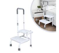 YUZINO 2 Tiers Bath Step with Handle, Bath Steps for Getting Into and Out of Bath, Heavy Duty Steps for Elderly 5-Level Height Adjustment Supporting Up to 300 Lbs, Footstool for Bed, Kitchen, Bathtub