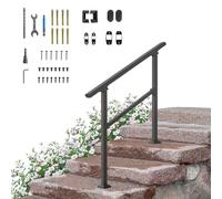YUZINO Handrail for Stairs Fits 1 to 3 Steps, Carbon Steel Outdoor Handrail 30° Adjustable Hand Rails for Outdoor Steps, 400lbs Capacity Support Rails for Seniors, Concrete & Deck Stairs