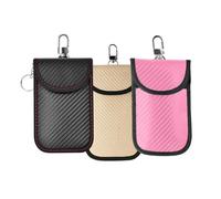Yuzita 3 Pack Signal Blocking Key Pouch, Faraday Bag for Car Key Fobs, Anti-Theft RFID Blocking Key Fob Protector for Car Security (Pink+Black+Yellow)