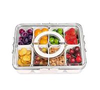 Yuzita Divided Serving Tray with Lid and Handle, Portable Snack Containers Snackle Box Snack Tray with Lid, Veggie Tray Charcuterie Boxes Fruit Tray Candy Organizer (8 Compartments)