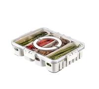 Yuzita Divided Serving Tray with Lid and Handle, Portable Snack Containers Snackle Box Snack Tray with Lid, Veggie Tray Charcuterie Boxes Fruit Tray Candy Organizer (4 Compartments)