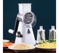 Yuzita Rotary Cheese Grater, 5-in-1 Kitchen Manual Speed Round Mandolin Food Slicer, Vegetable Shooter, Potato Hashbrown Grinder, Stainless Steel