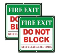 Yuzkouge Fire Exit Do Not Block Keep Clear At All Times Sign - 2 Pack, 30cm x 30cm Rust Free Aluminum Sign, Weatherproof, Fade Resistant