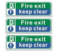 Yuzkouge Fire Exit Keep Clear Sign 3 Pack, Rust Free Aluminum | Fire Safety Sign, Weatherproof, Fade Resistant