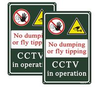 Yuzkouge No Dumping or Fly Tipping Sign - 2 Pack, 25cm x 18cm Rust Free Aluminum Sign, Weatherproof, Fade Resistant, Easy Mounting.