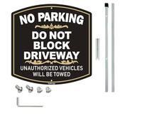 Yuzkouge No Parking, Do Not Block Driveway Sign, 12 x 12 Inches Aluminum Sign with 3 Feet Stake(Detachable), Weatherproof, Fade Resistant, Easy Mounting.