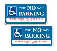 Yuzkouge No Parking Sign, Disabled Resident Needs This Space at All Times - 2 Pack, 30cm x 15cm Rust Free Aluminum Sign, Weatherproof, Fade Resistant, Easy Mounting.