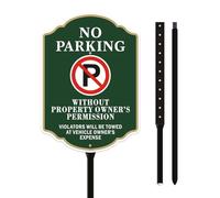 Yuzkouge No Parking Violators Will Be to Towed at Vehicle Owner’s Expense Sign With Stake, 10 x 14 Inches Aluminum Driveway Sign with 2.9 Feet Stake(Detachable), Green