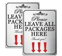 Yuzkouge Parcel Box Sign, Please Leave All Packages Here - 2 Pack, 20cm x 15cm Rust Free Aluminum Sign, Weatherproof, Fade Resistant, Easy Mounting.