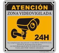 Yuzkouge Plaque de Señalización Zone Videovigilada 24H - Pack of 2, 15 x 15 cm, Aluminio Inoxidable Autoadhesive for Propiedad Privada, Resistant al Clima, Anti-Desgaste por Sol y Fácil Instalación