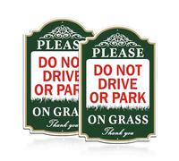 Yuzkouge Please Do Not Drive or Park On Grass Sign - 2 Pack, 12” x 8” Rust Free Aluminum No Parking Sign, Weatherproof, Fade Resistant, Easy Mounting.