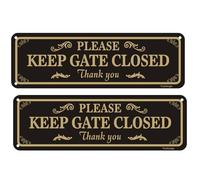 Yuzkouge Please Keep Gate Closed Sign - 2 Pack, 10” x 3” Rust Free Aluminum Yard Sign, Weatherproof, Fade Resistant, Easy Mounting.