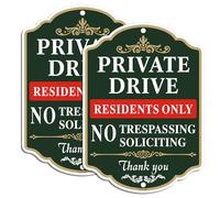 Yuzkouge Private Drive Residents Only No Trespassing No Soliciting Sign - 2 Pack, 10” x 14” Rust Free Aluminum Sign, Weatherproof, Fade Resistant