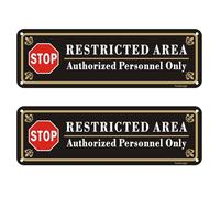 Yuzkouge Restricted Area Authorized Personnel Only Sign - 2 Pack, 10” x 3” Rust Free Aluminum Sign, Weatherproof, Fade Resistant, Easy Mounting.