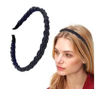 YUZNA Dark Blue Braided Headband for Women Elegant Accessory for Dirndl and Oktoberfest