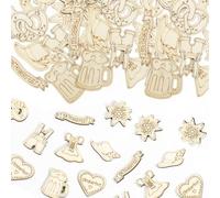 YUZNA Pack of 104 Oktoberfest Confetti Wooden Confetti Bavarian Table Decoration for Oktoberfest with Edelweiss Pretzel Dirndl Lederhosen Beer Decoration