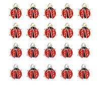 YUZNA Pack of 20 Enamel Ladybird Charms Lucky Beetle Insects Beetle Animals for Jewellery Making DIY Necklace Earrings Women Adults (Red Beetle)