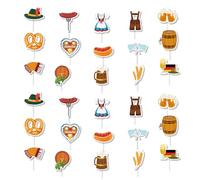 YUZNA Pack of 30 Oktoberfest Cupcake Toppers, Bavarian Decoration for Beer Festival, Cake Decoration, Party Picks, Oktoberfest Decoration for Cakes and Muffins, Table Decoration