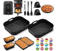 YUZOFINE 23-Piece Silicone Air Fryer Liners Set for COSORI 8.6L | Reusable, Dishwasher Safe, 230°C Heat Resistant, Non-Stick, BPA-Free, for Baking & Roasting