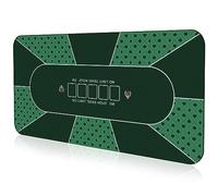 YUZPKRSI Poker Mat 240×120cm, 10 Players Texas Hold'em Poker Rubber Mat Poker Topper for Tables, Folding Portable Poker Table Top Layout w/Carrying Bag for Poker Games, Blackjack (Green-240x120cm)