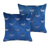 Set of 2 Decorative Cushions YUZURI Velvet 45 x 45 cm Navy Blue Animal Pattern