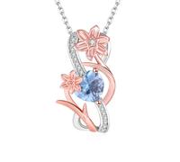 YV-cozx Birthstone Necklaces for Women Birth Flower Necklace Anniversary Birthday Jewelry Christmas Gifts for Mom Her Wife, little, Copper, Cubic Zirconia