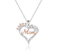 YV-cozx Mom Necklace for Women Rose Heart Necklace I Love You Mom Gifts Mother's Day Gifts Princess Mom Queen Crown Necklace Mom Jewelry Gifts for Grandmother Mom Wife