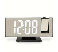 YVAAASIYC 1PC Mirror multifunctional projection alarm clock Intelligent luminous Bedroom large screen(D2363-BW)