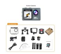 YVAAASIYC 5K Action Camera 4K60FPS Dual IPS Touch LCD WiFi 170° 30M Waterproof 5X Zoom Anti-shake Sports With Remote Control(Without Touch Screen)