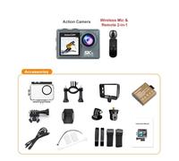 YVAAASIYC 5K Action Camera 4K60FPS Dual IPS Touch LCD WiFi 170° 30M Waterproof 5X Zoom Anti-shake Sports With Remote Control(With Touch Screen)
