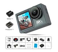 YVAAASIYC NEW Action Camera 5K 4K 60FPS WiFi Anti-shake Dual Screen 170° Wide Angle 30m Waterproof Sport with Remote Control(AT-M40R -B)