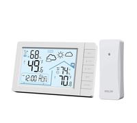 YVAAASIYC Weather Station Digital DCF Atomic Alarm Clock Calendar Hygrometer Thermometer Comfort Frost Alert Forecast Sensor 100M